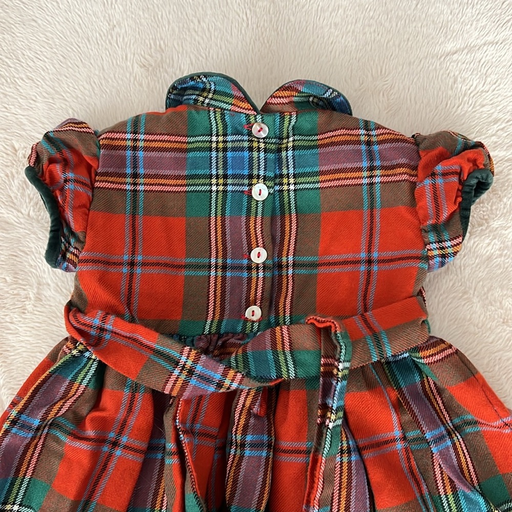 Oscar de la Renta Red and Green Plaid Girls' Holiday Dress - Picture 5 of 12